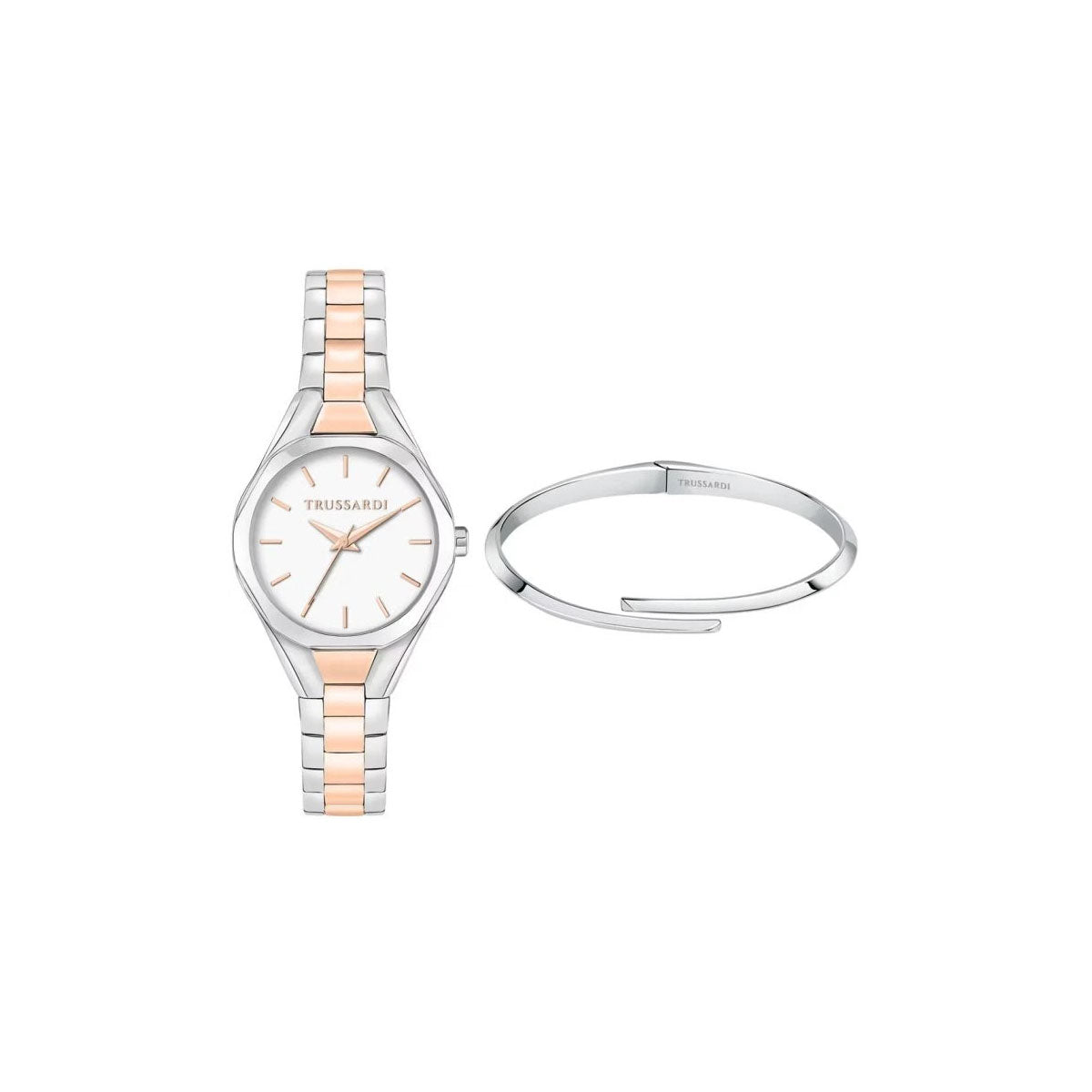 Trussardi Metropolitan R2453159503 Women's Watch 30mm Silver Gold Gift Set